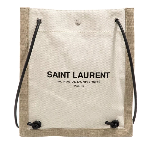 Saint Laurent Universite Flat Crossbody Bag Canvas  Ecru/Black Crossbodytas
