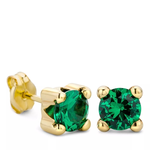 BELORO Created Emerald Stud Earring 9Kt Yellow Gold Ohrstecker