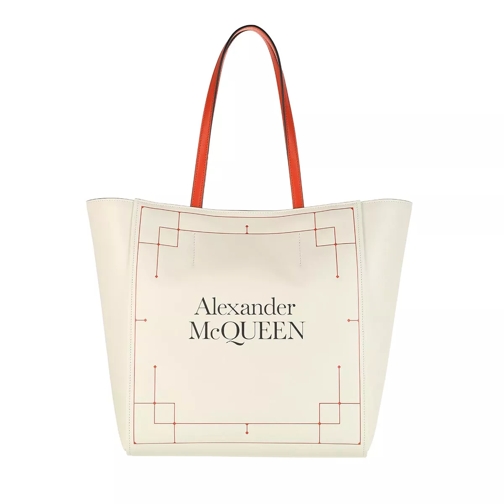 Alexander McQueen Signature Shopping Bag Deep Ivory Red Shopper