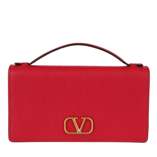 Valentino Garavani Wallet On Chain Calfskin Rouge Pur Wallet On A Chain