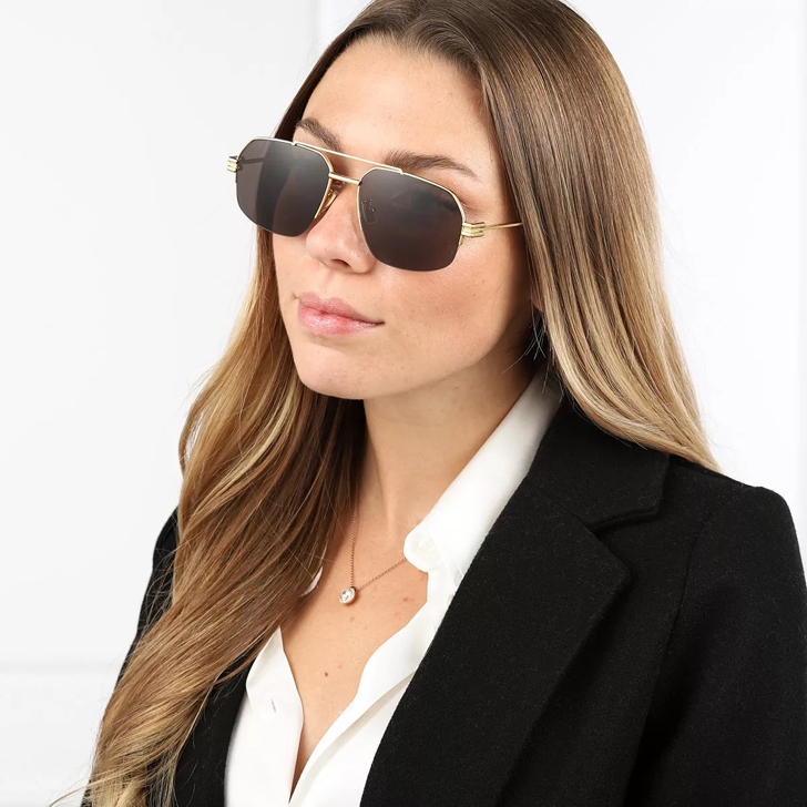 Bottega Veneta BV1127S-002 57 Sunglass Unisex Metaltal Gold-Gold 