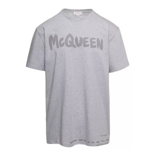 Alexander McQueen Grey Oversized T-Shirt With Tonal Graffiti Logo Pr Grey 