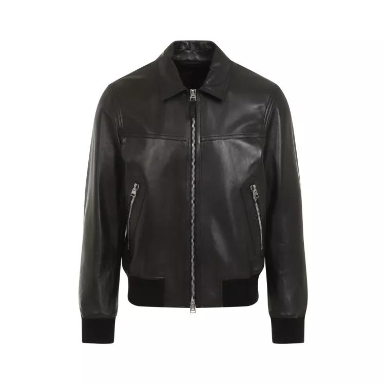 Tom Ford - Leather Bomber Jacket - Größe 50 - schwarz