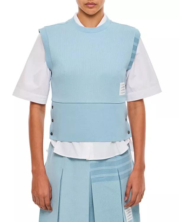 Thumbnail - Thom Browne - Blouson Shell Top In Double Face Knit - Größe 38 - blau