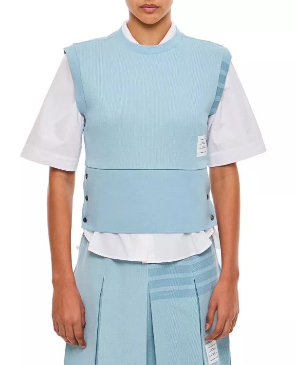 Thom Browne - Blouson Shell Top In Double Face Knit - Größe 38 - blue