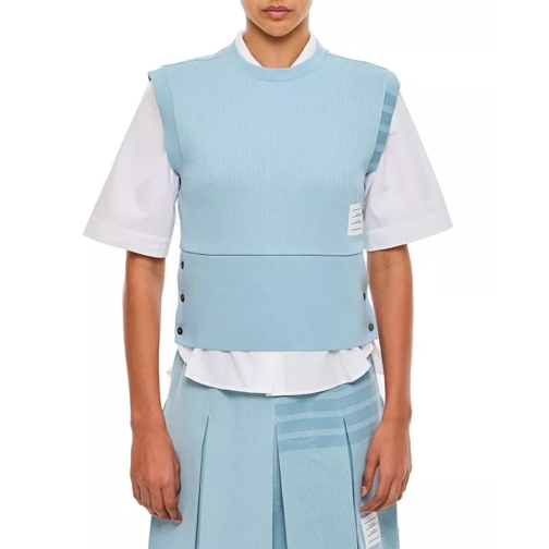 Thom Browne Blouson Shell Top In Double Face Knit Blue 
