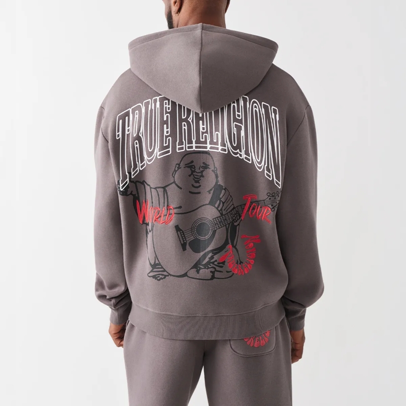 True Religion Sweatjacke Zip-Hoodie GROOVY BUDDHA- Zip-Hoodie- Weiches M grau(Image 4)