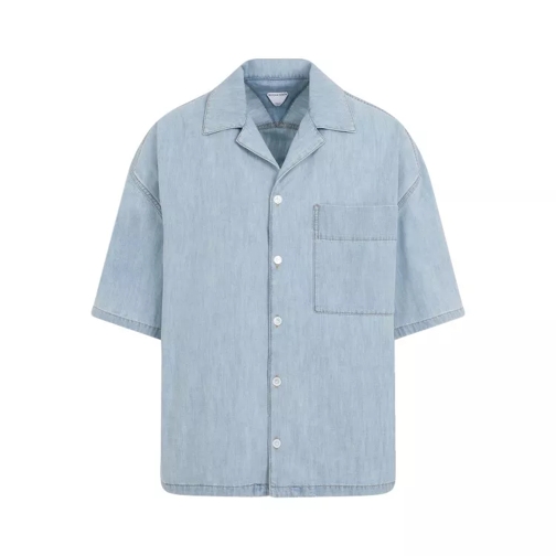 Bottega Veneta Light Bleach Blue Cotton Chambray Shirt Blue 