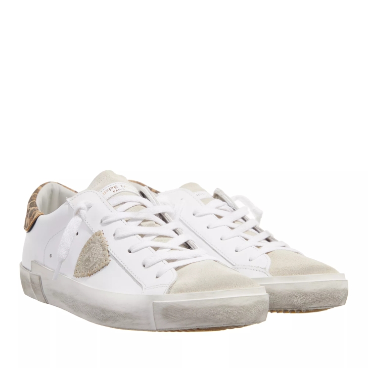 Philippe Model Prsx Low Woman Veau Leo Blanc Brun sneaker basse