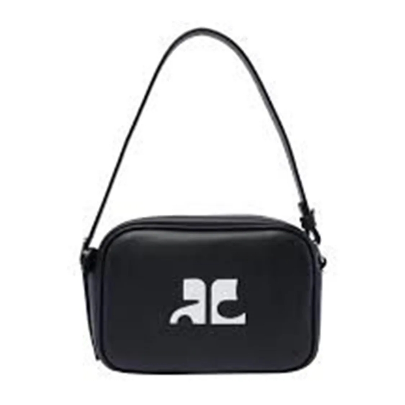 Courrèges Schultertasche Reedition Camera Bag In Grey Calf Leather Black
