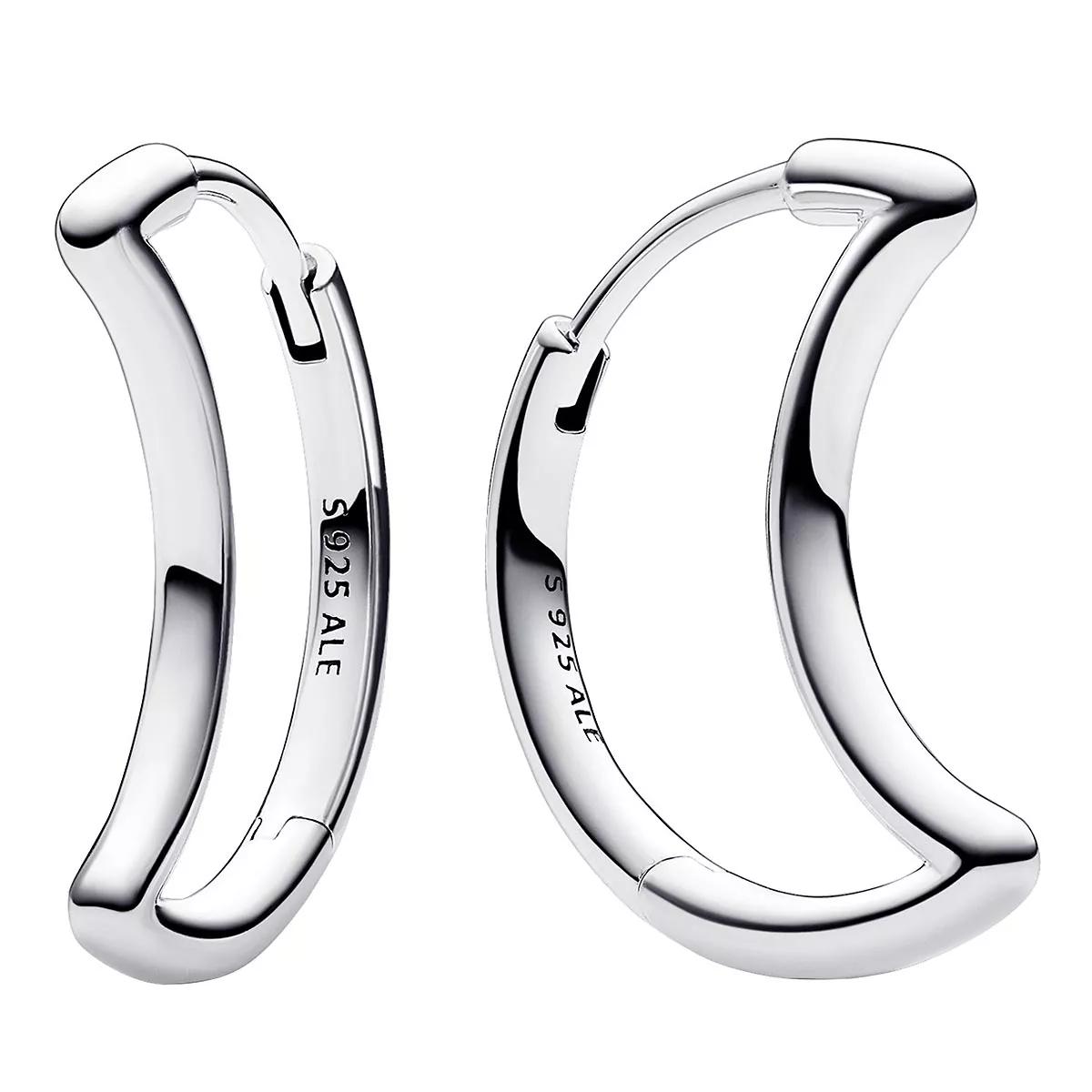 Pandora Moon shaped sterling silver hoop earrings No Color Ring