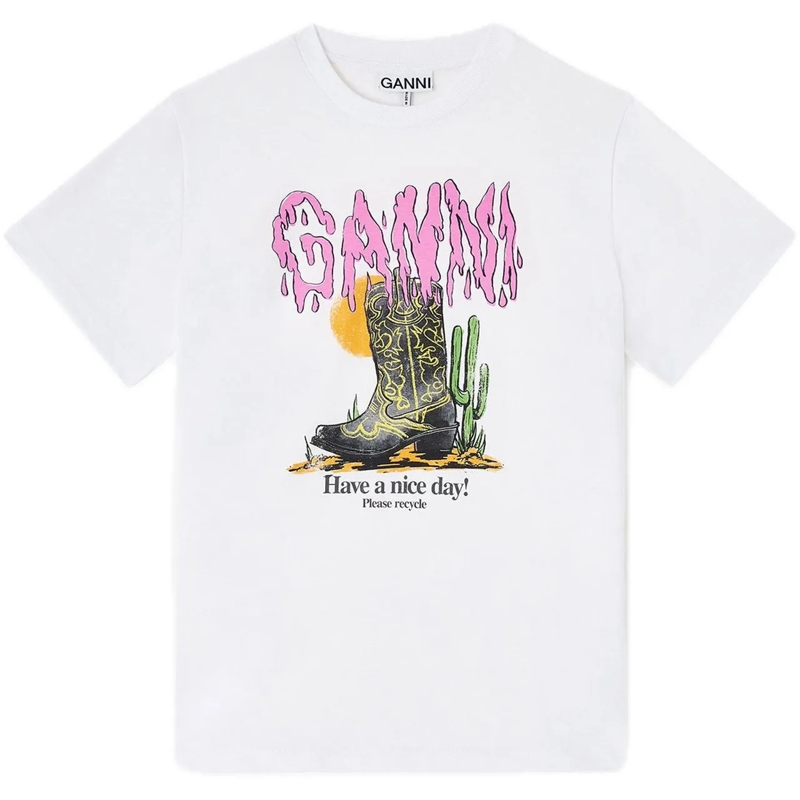GANNI T-Shirt t-shirt logo weiß