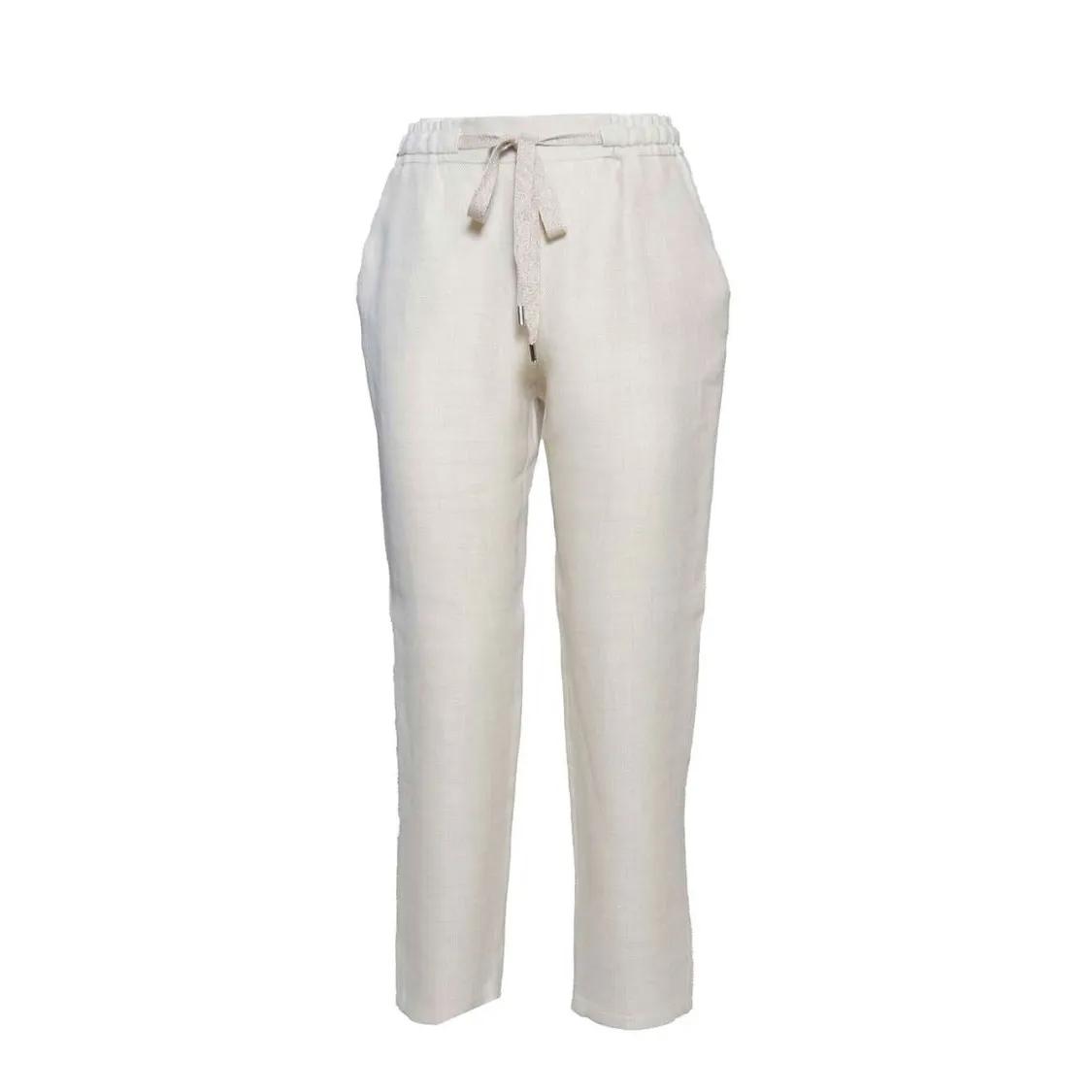Thumbnail - Barba - Joke Straight Trousers In Beige Linen - Größe 42 - beige