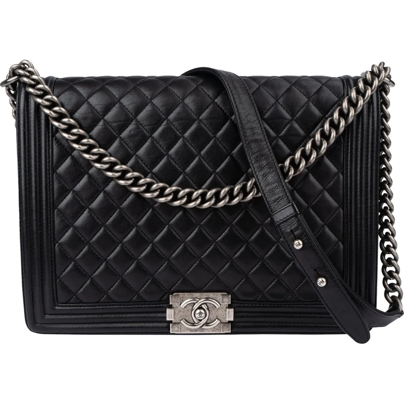 Chanel Tote Chanel Quilted Lambskin Boy Single Flap Crossbody  schwarz
