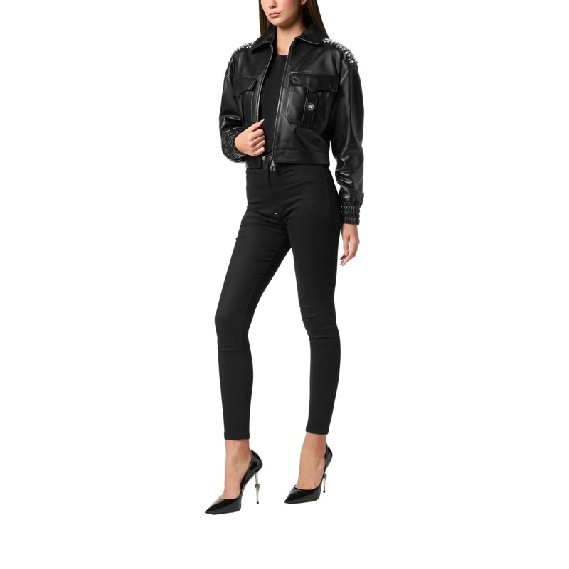 Philipp Plein Bomberjacke Leder-Bomber Signature schwarz(Image 2)
