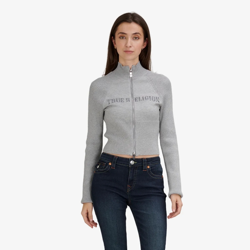 True Religion Strickjacke Zip-Sweater CRYSTAL grau(Image 6)