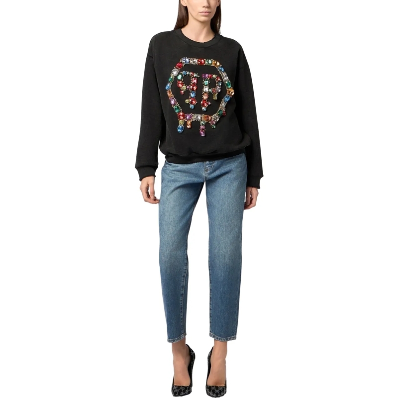 Philipp Plein Top Open Back Sweatshirt Hexagon Stones schwarz(Image 4)