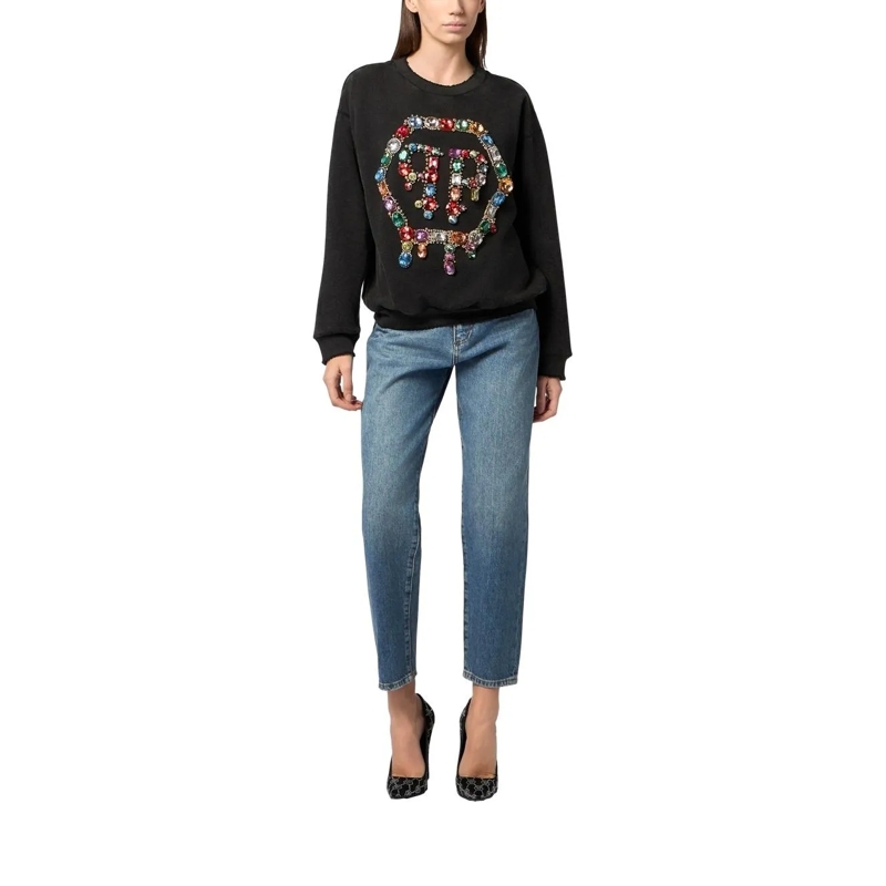 Philipp Plein Sweatshirt Open Back Sweatshirt Hexagon Stones schwarz(Image 4)