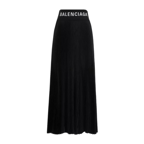 Balenciaga Black Logo Pleated Skirt Black 