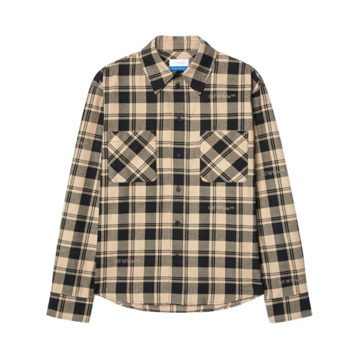 Off-White Hemden Shirt With Checked Print Brown