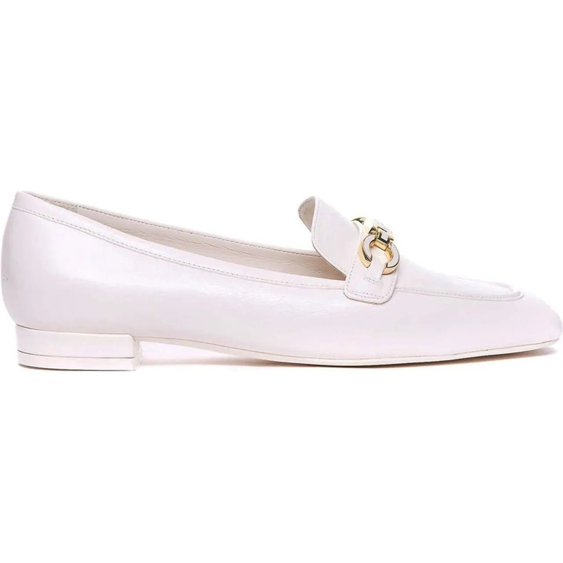 Stuart Weitzman Loafer Signature Square Leather Loafers White