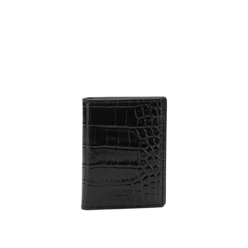 Tom Ford Porte-monnaie Crocodile-Effect Folding Card Holder Black