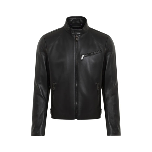 Ralph Lauren X Purple Label Randall Lined Black Leather Jacket Black Giacche in pelle