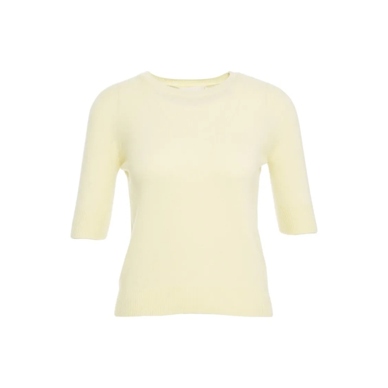 Mvm Trui Cashmere Pullover With Classic Neckline Yellow