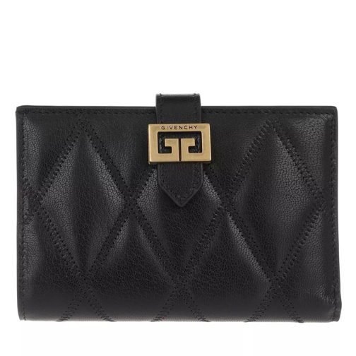 Givenchy Diamond Quilted Wallet Leather Black Portafoglio con patta
