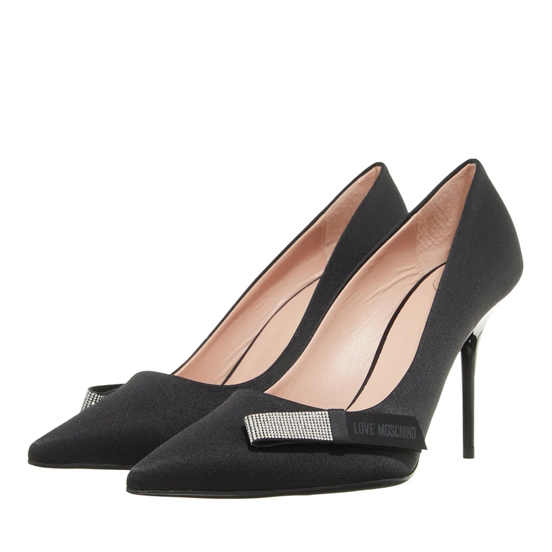 Love Moschino Pumps Shiny Flat Bow Scarpa Donna Nero