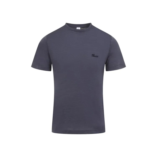 Berluti Granite Blue Mulberry Silk T-Shirt Blue 