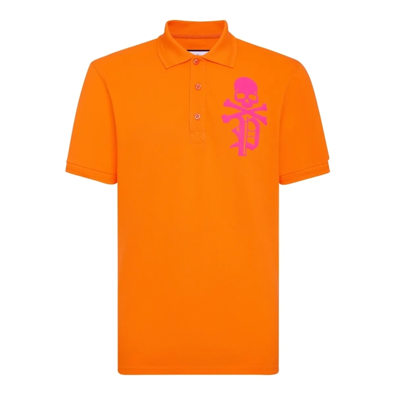 Philipp Plein Top Poloshirt Skull&Bones orange