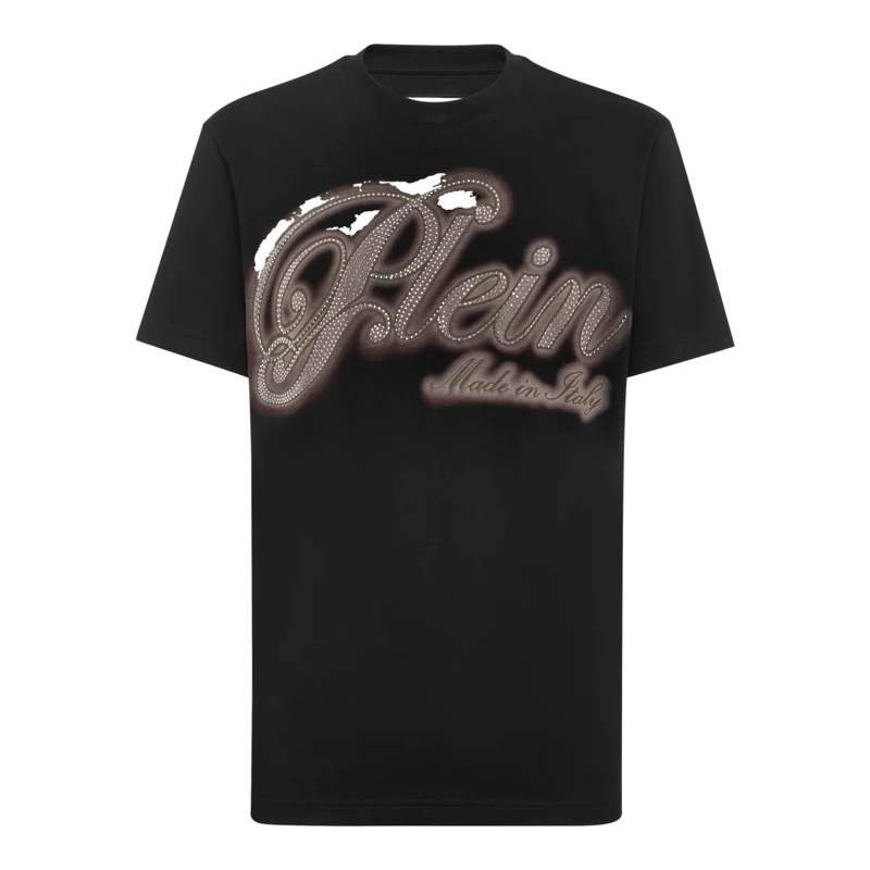 Philipp Plein T-Shirt T-Shirt Rundhalsausschnitt Ss Signature Verziert schwarz