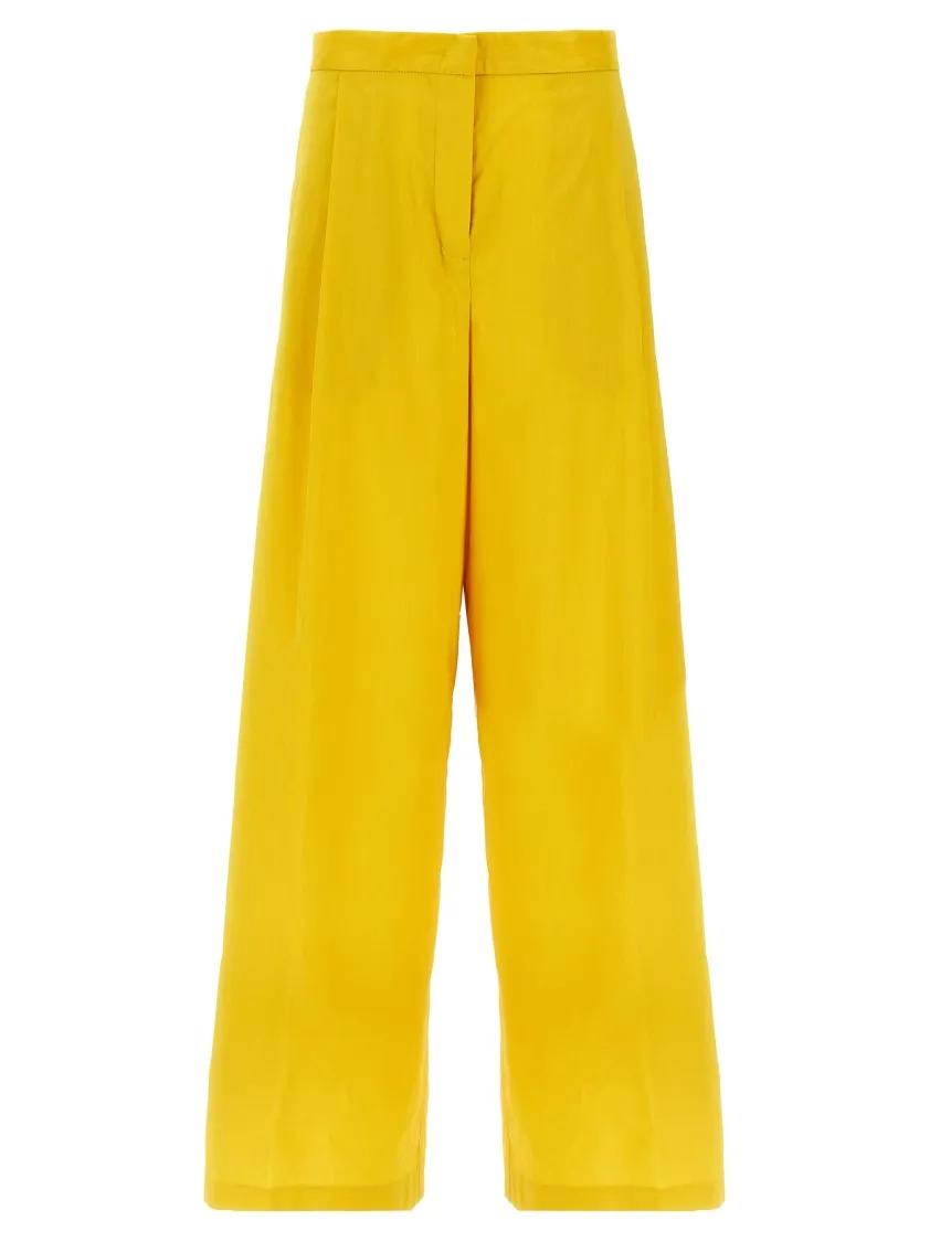 Thumbnail - Fabiana Filippi - Wide-Leg Cotton Blend Trousers With Pin Tucks - Größe 38 - gelb