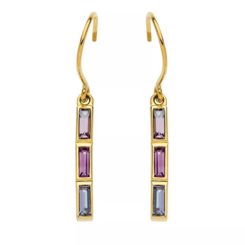 Indygo Seoul Earing with Color Stones Yellow Gold Drop Earring