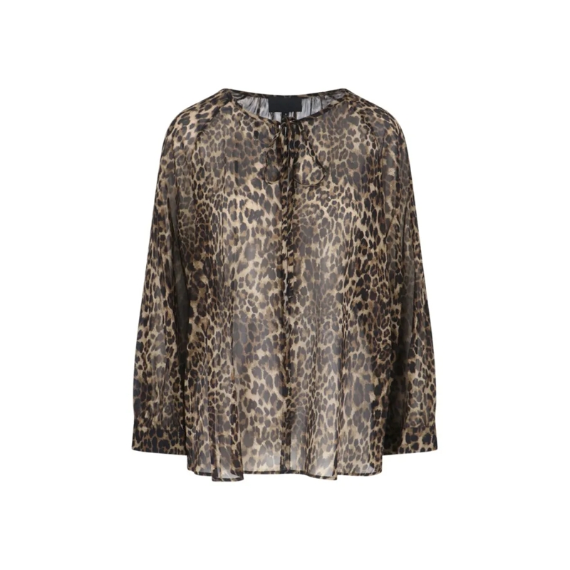NILI LOTAN Chemise Silk Chiffon Blouse Brown