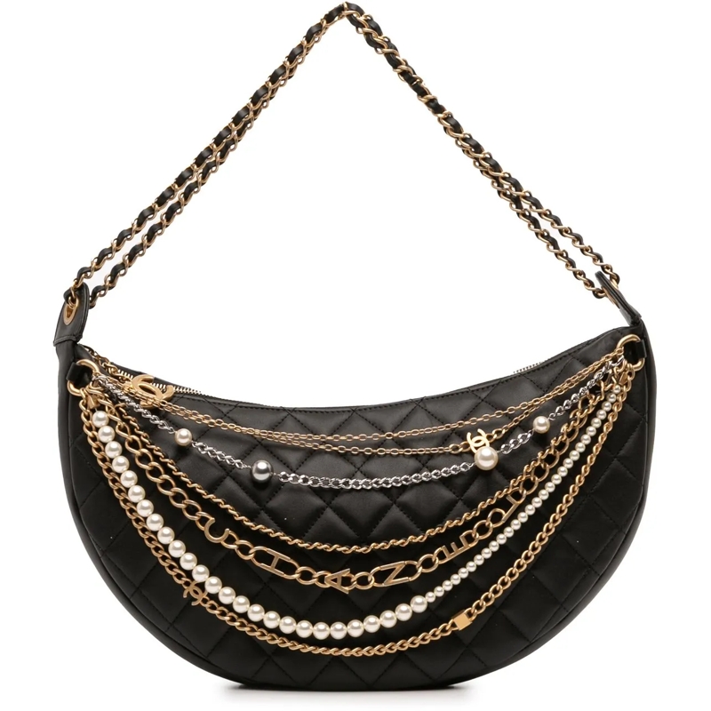 Chanel Sac à bandoulière Quilted Lambskin All About Chains Hobo schwarz