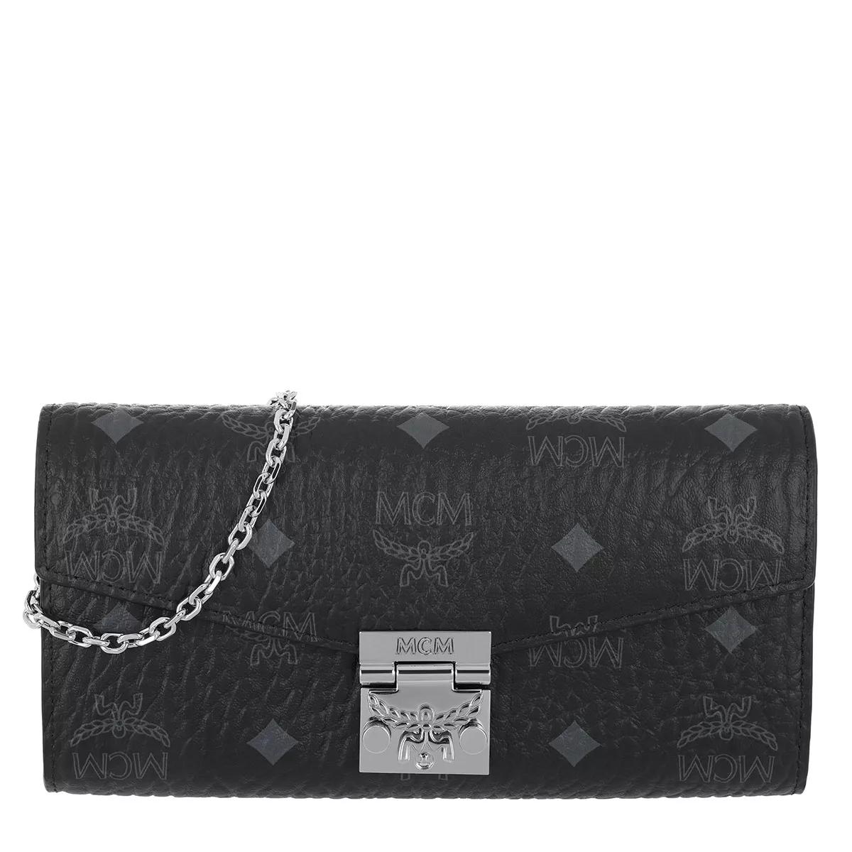 MCM Patricia Visetos Wallet With Chain Large Black Wallet On A