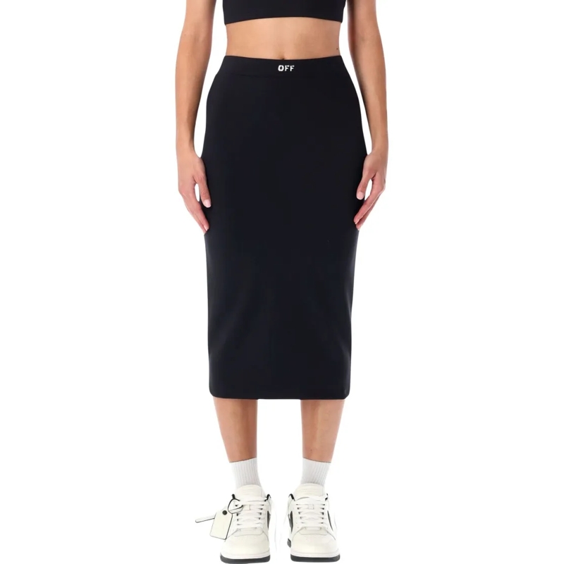 Off-White Midirok Stretch Midi Skirt Black