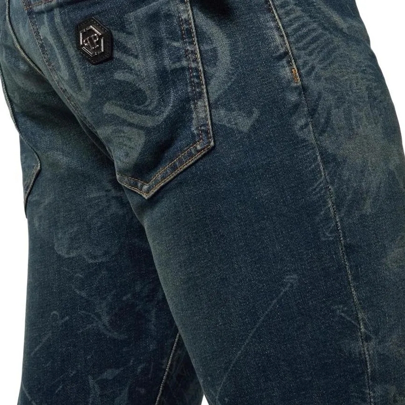 Philipp Plein Jeans Printed Super Straight Cut Jeans Tattoo blau(Image 5)