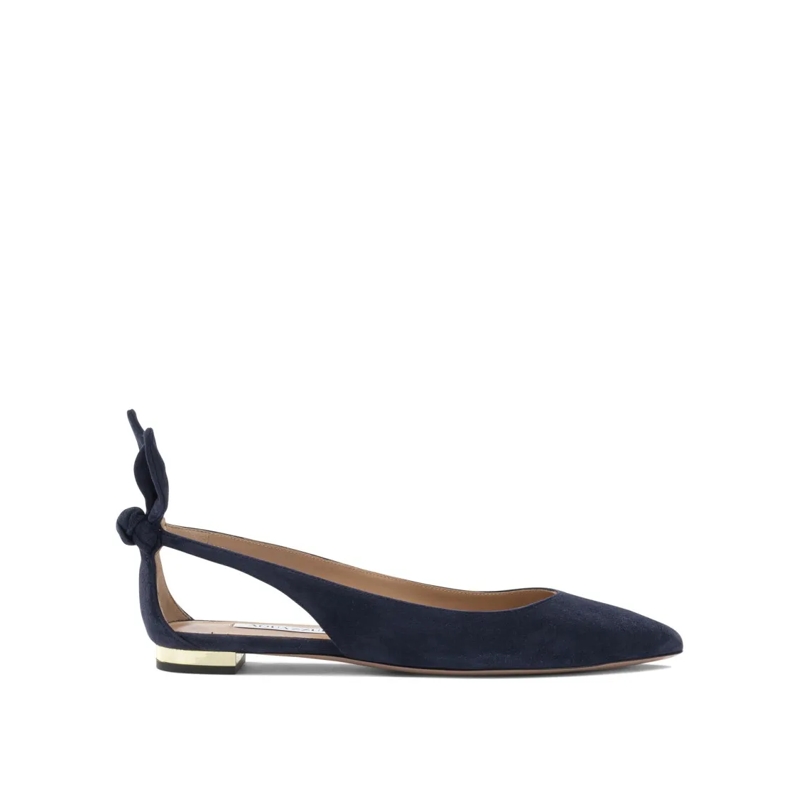 Aquazzura Balletschoenen Bow Tie Ballet Flats With Velvet Cut-Out Design Black