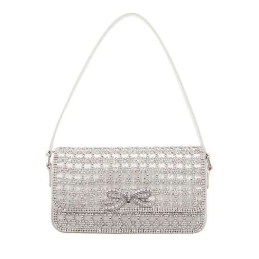 Self Portrait Champagne Crystal Baguette Bag Cream Shoulder Bag