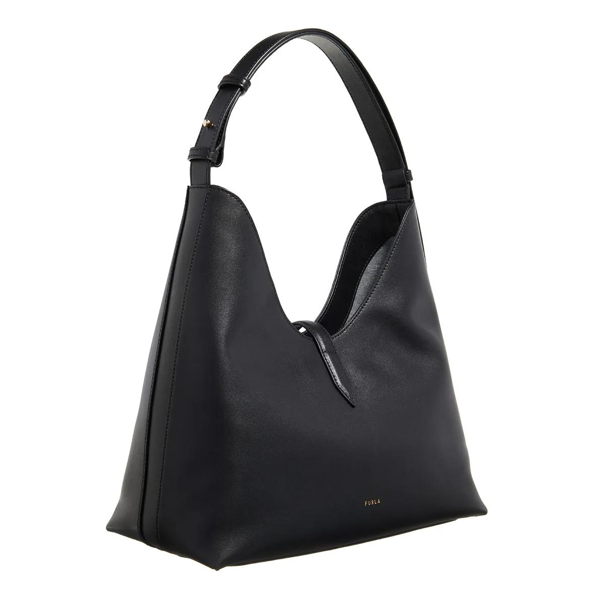 Furla Leren schoudertas met metalen logo Black Dames