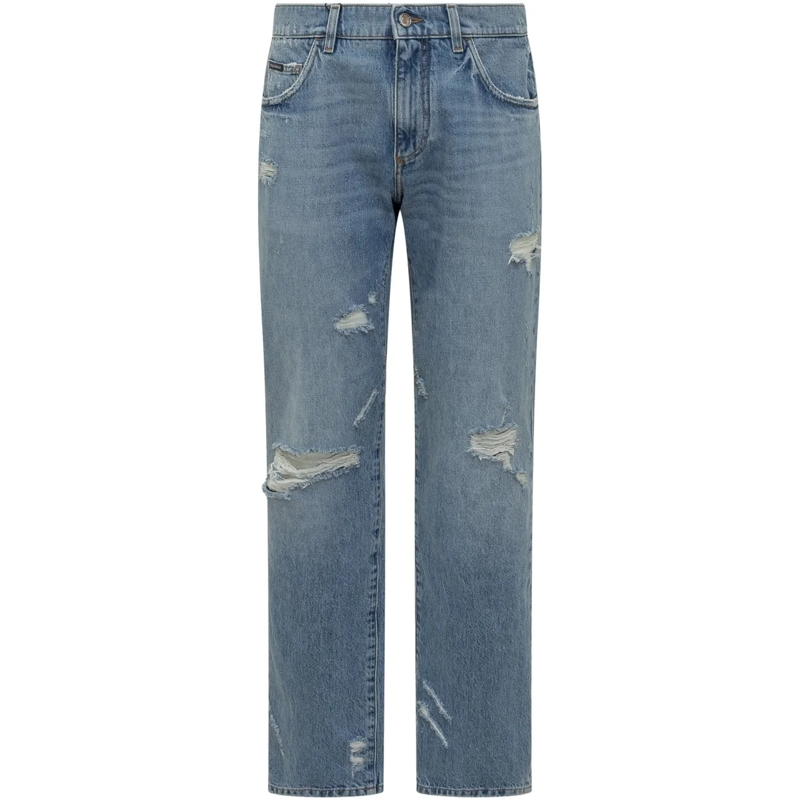 Dolce&Gabbana Jeans mit geradem Bein Jeans Straight Fit Effetto Used blau