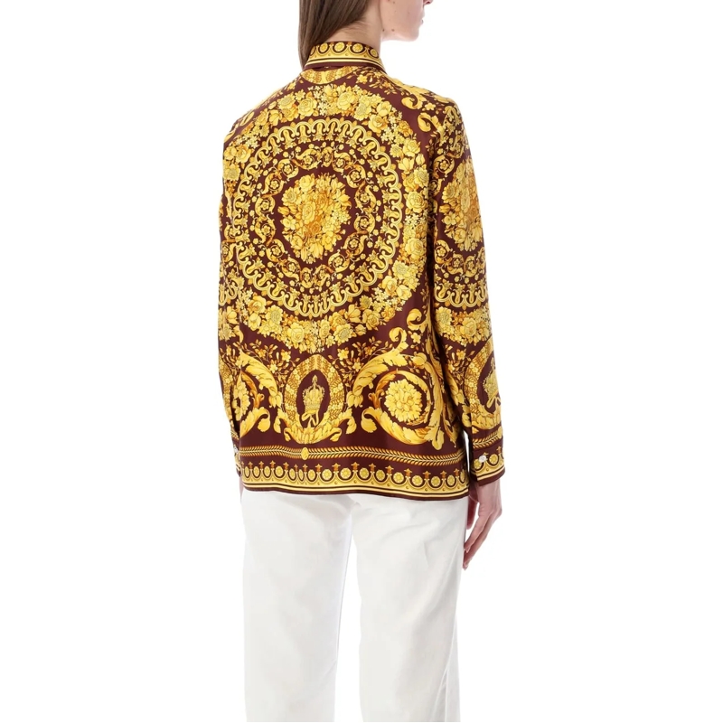 Versace Bluse Baroque Shirt Burgundy + Gold braun(Image 2)