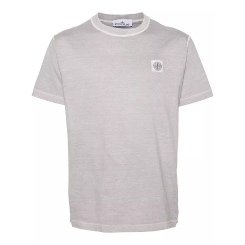 Stone Island Compass-Appliqué Cotton T-Shirt Grey 