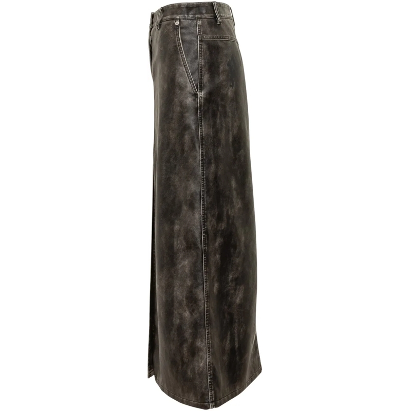 Palm Angels Maxirock Palm Angels Gonna Midi in Eco Pelle Effetto Vintag dunkelgrau(Image 3)