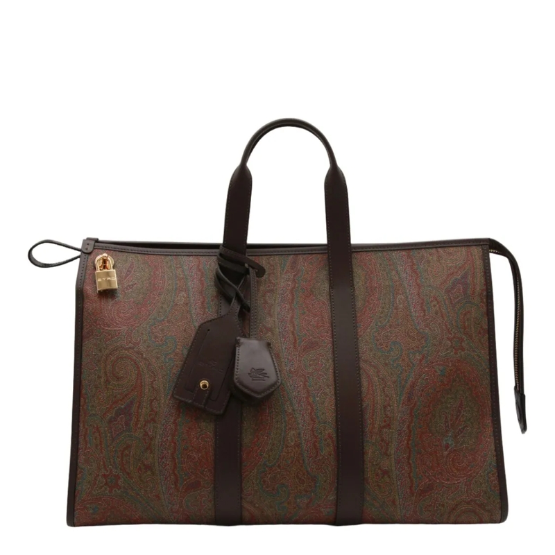 Etro Schultertasche Large Structured Bag With Classic Paisley Pattern Black