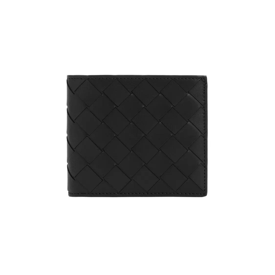 Bottega Veneta Portemonnaies - Intrecciato Bfold Black And Silver Calf Leather Wa - Gr. unisize - in Schwarz - für Damen