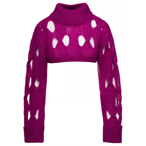 Federica Tosi Pink Cropped Top With Cut-Out In Mohair Blend Pink 